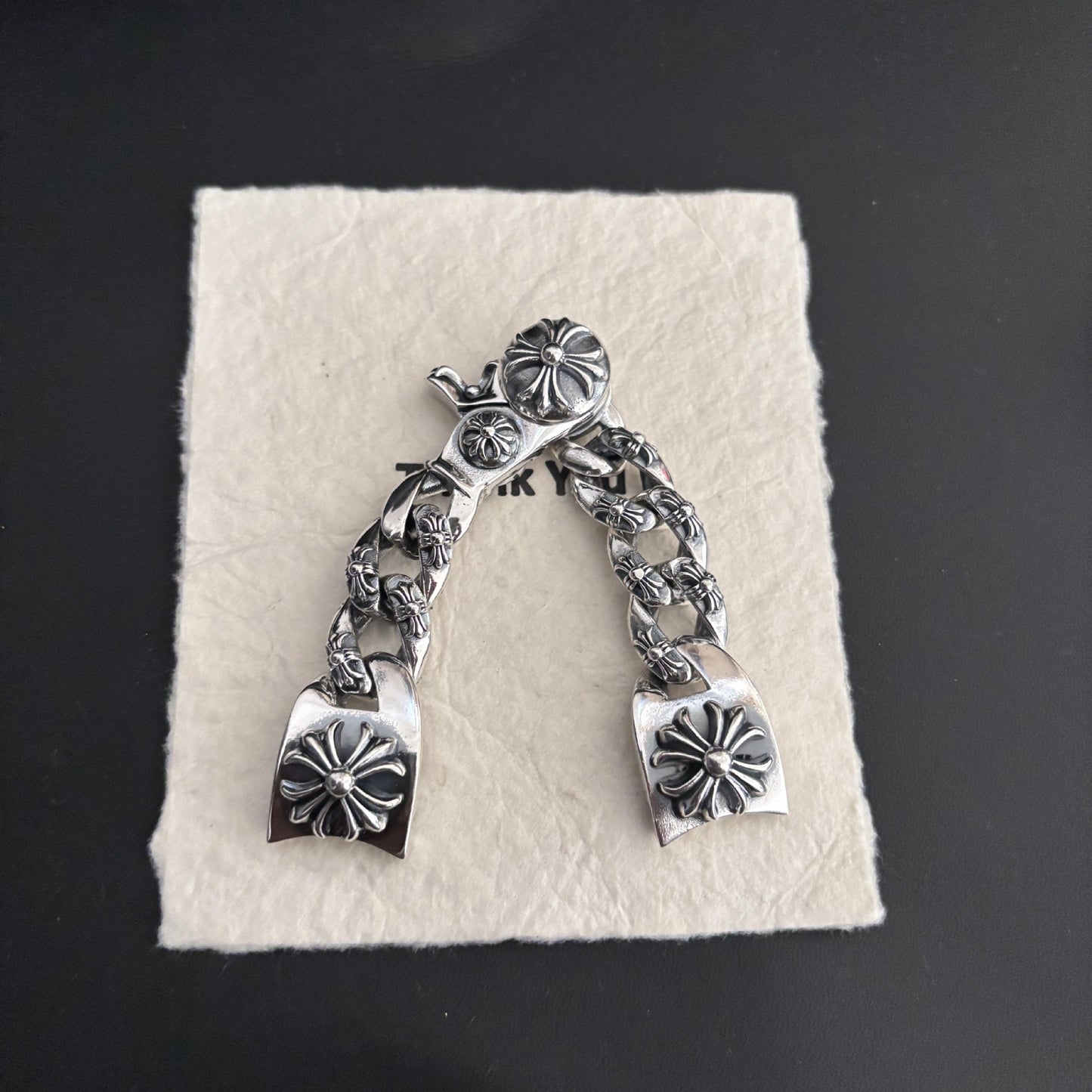 Vintage Cross Silver Watch Band with Lobster Clasp and Cross Flower Design, Fashionable Premium Unisex Watch Strap