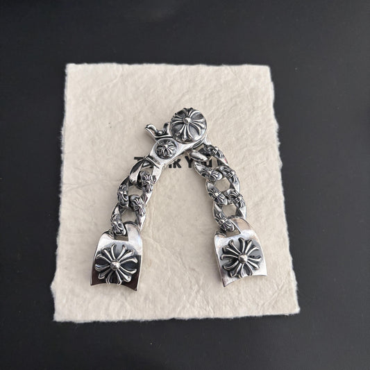 Vintage Cross Silver Watch Band with Lobster Clasp and Cross Flower Design, Fashionable Premium Unisex Watch Strap